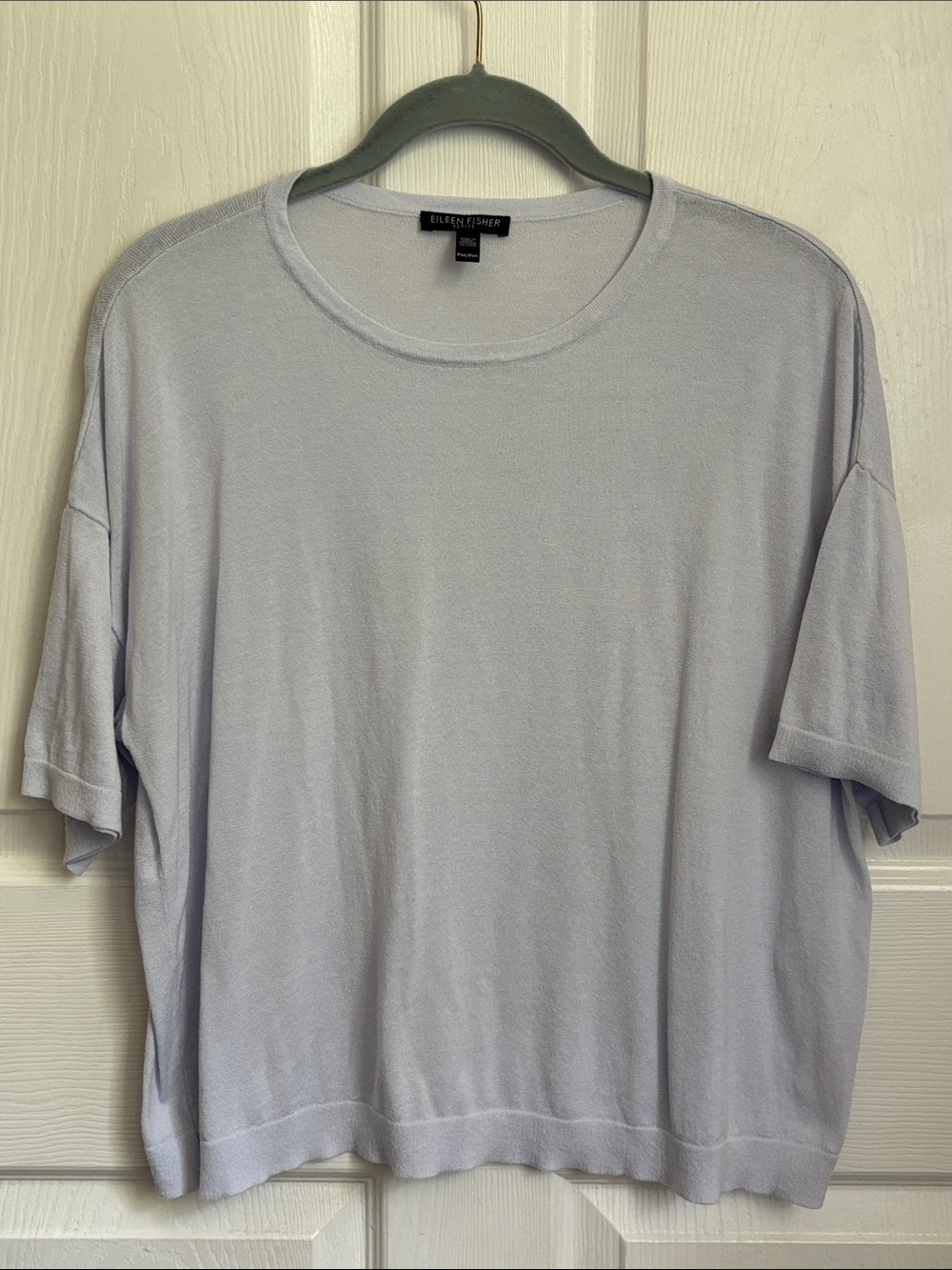EILEEN FISHER Lightweight Crewneck Short Sleeve Shirt Tencel light blue shirt PM